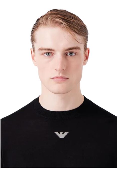 Shaved virgin wool jumper with jacquard eagle logo EMPORIO ARMANI | sweaters | 6R1MXG 1MNGZF008